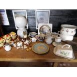 job lot various china along with 2 glass globe light shades and glass shade inserts