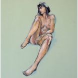 Peter Denmark (1950-2014), nude oil on canvas, 92cm x  92cm, Provenance, the painting was