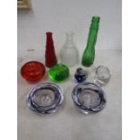 Glass birds, apples, 2 candle holders etc