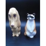 Lomonsov USSR Racoon, 14cm tall together with a Sylvac Sad Sam dog 2951, approx 18cm tall