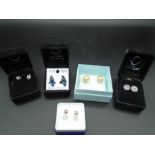 6 pairs of stud earings to include Ola Glorie Scottish silver