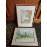 Guy Todd framed and glazed watercolour and another watercolour signed C.A Machin, both of