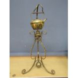 Brass spirit kettle with tall stand H77cm approx