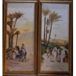 Pair of oil on canvas Arabian scenes framed