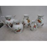 Royal Worcester 'Evesham' large jugs and 3 vases