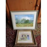 2 Framed and glazed watercolours, one signed C.A Machin. Largest 39cm x 49cm approx