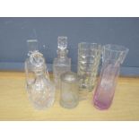 Glass decanters and vases to include Bohemia Crystal