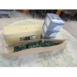 2 Boxed artificial Xmas trees and a set of plastic storage drawers