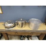 3 Stainless steel cooking pots with lids to include Horwood