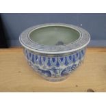 Japanese ceramic fish bowl planter 23cmH 31cm dia