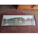 Large framed and glazed oriental tapestry 48cm x 137cm approx
