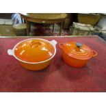 2 Cast iron casserole dishes to include Le Creuset