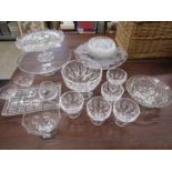 Quality cut glass bowl and trifle bowls, cake stands etc