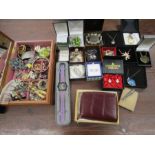 Collection of costume jewellery inc silver and watches