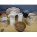 Studio pottery jugs and bowls