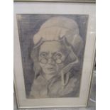 A pencil sketch of a woman in a mop cap signed Paula '68 39x53cm