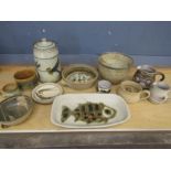 Studio pottery jugs, bowls, plates etc