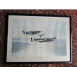 After Robert Taylor framed and glazed "Memorial Flight" print hand signed in pencil by pilots