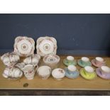 Copelands  pastel tea cups and saucers x 6 and Grafton part tea set 12 cups and saucers, 11 side