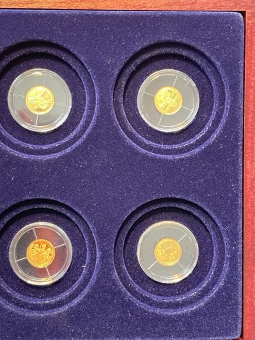 4 gold medallions boxed  - 'Year of three Kings' (0.5g each) with certificate of ownership