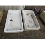 2 Ceramic sinks. Largest H16cm W52cm L93cm approx