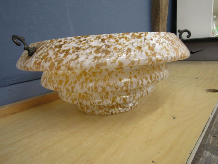 vintage tiered fly catcher shade 38cm at widest tier, in mottled orange with star detail - Image 7 of 7