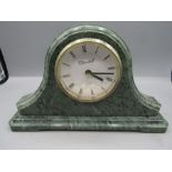 A green marble mantel clock
