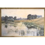 J L Linzell, watercolour landscape "St Albans from Sopwell Park" signed lower right framed and
