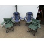 4 Camping chairs (no bags and green pair in need of re-stitching to arms as seen in pictures)