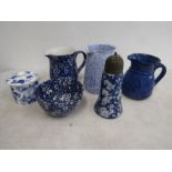 Blue and white chintz and studio pottery