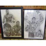 Stephen Khamis ltd edition print of Frank Bruno (302/800) and Mike Tyson