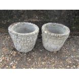 Pair of concrete garden pots H25cm approx