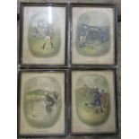 Set 4 colour plates 1890 sporting activities and one other