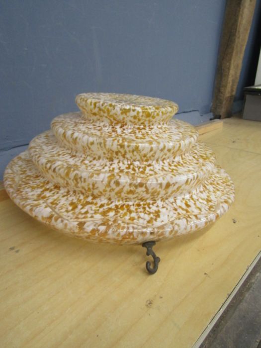 vintage tiered fly catcher shade 38cm at widest tier, in mottled orange with star detail - Image 6 of 7