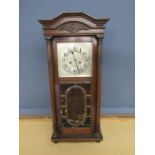 Oak wall clock with key H85cm approx