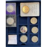 12 boxed medallions through ages, plus 6 crowns a Queen Mother 90th birthday £5 coin and a 2006 '