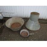 Galvanised bath and pan etc