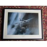 After Robert Taylor framed and glazed "Night Intruder" print hand signed in pencil by pilot