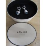 Links of London silver entwined Topaz drop earrings in gift box