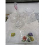 Cut glass jugs and bowls and various glass ware
