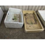 2 Ceramic sinks. Largest H13cm W46cm L85cm approx