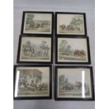 set 6 hand tinted coaching plates circa 1850  22x19cm