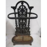 Cast iron stick stand with drip tray