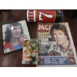 Barry Sheen signed photo, book, newspaper and a empty tube