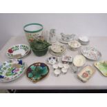 Various ceramics inc vintage Quimper dish, cabbage soup tureen and spoon, asparagus mould etc etc