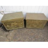 2 brass coal bins