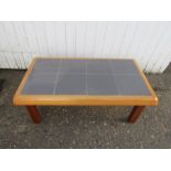 Coffee table with slate top H34cm Top 49cm x 89cm approx