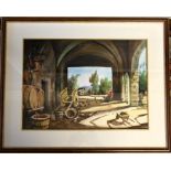 FUSTER GIMPERA, JOAN (1917-2011), watercolour of a rural Spanish scene 53cm x 66cm approx