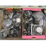 2 boxes of metal ware