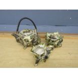 Vintage seashell conch shaped teapot, creamer and sugar bowl